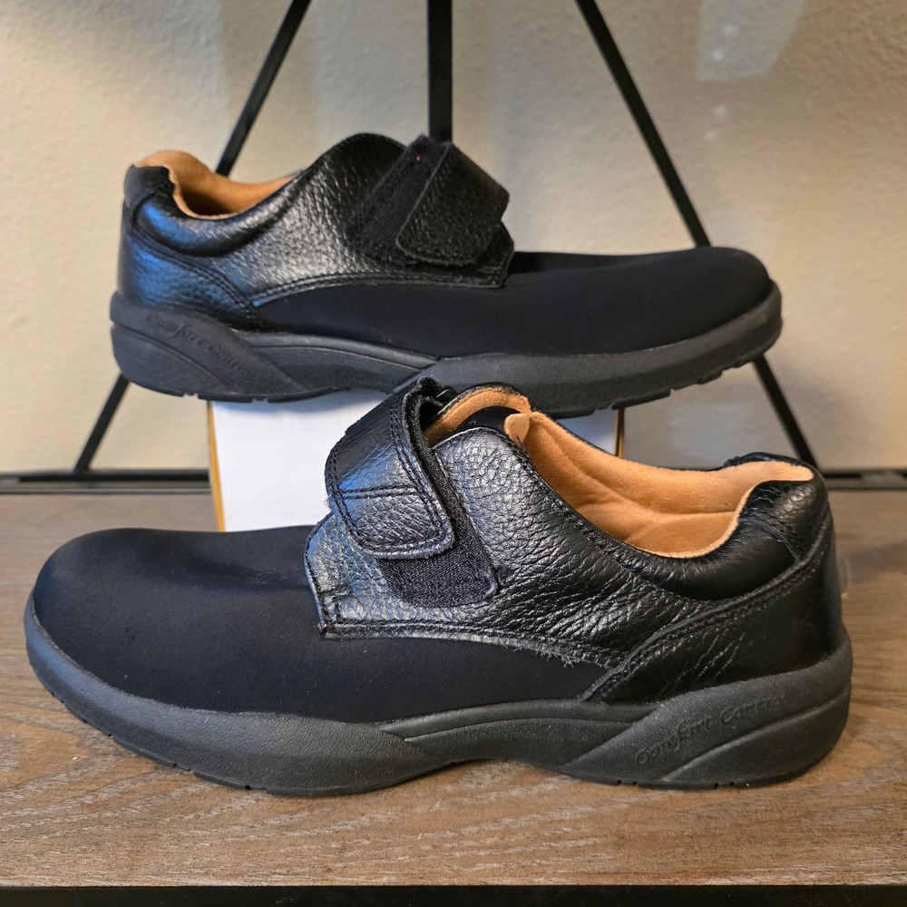 Dr. Comfort Brian 6410 Mens Black Leather Lycra Orthopedic Walking Shoes‎ 9.5 M